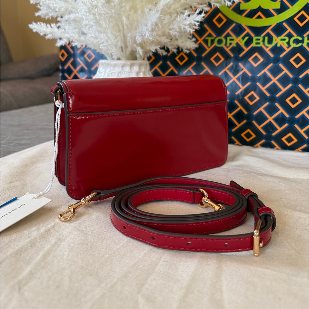 New, authentic tory burch Emerson patent mini crossbody red - Picture 5 of 13